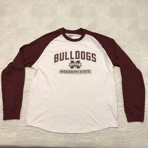 Mississippi State Bulldogs burgundy &‎ white long sleeve T shirt XL